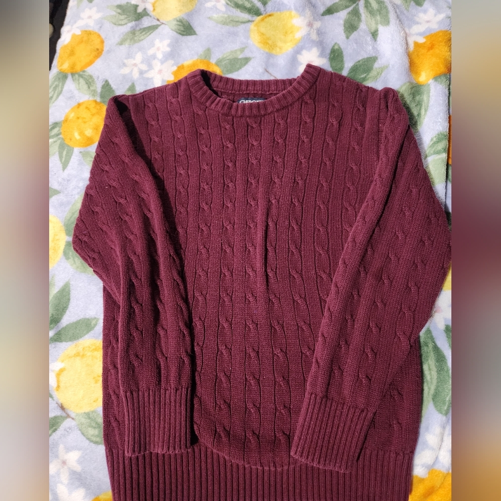 Cherokee Burgundy Cable Knit Sweater Size L